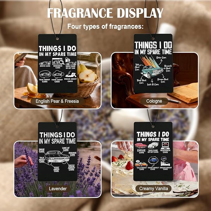 Car Lovers Gifts Air Freshener 4 Pcs, Funny Humorous Sarcastic Hanging Air Freshener for Cars, Car Enthusiast Gifts Accessories for Men