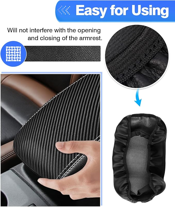 Autorder Center Console Cover for Ford Bronco Sport 2021-2025 2026/Escape 2020-2025 2026 Accessories Carbon Fiber Armrest Cover Anti-Scratch Middle Console Pad Leather Armrest Protector