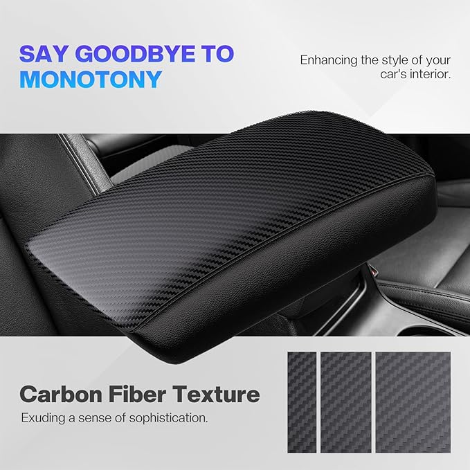 Autorder Center Console Cover for Nissan Sentra 2020 2021 2022 2023 2024 2025 Accessories Carbon Fiber Armrest Cover Anti-Scratch Middle Console Pad Leather Armrest Protector