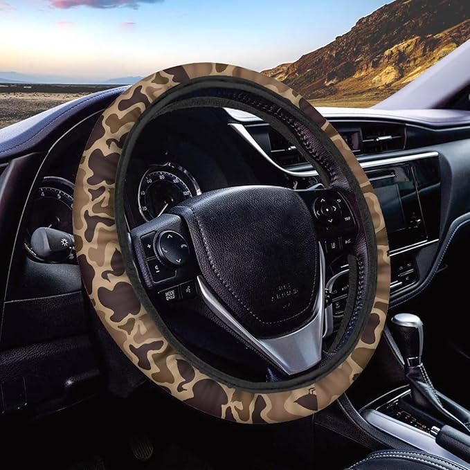 SEANATIVE Duck Camo Car Steering Wheel Cover, Easy to Disassemble, Non-Slip Soft Steering Wheel Cover, Universal Auto Decor Accessiores