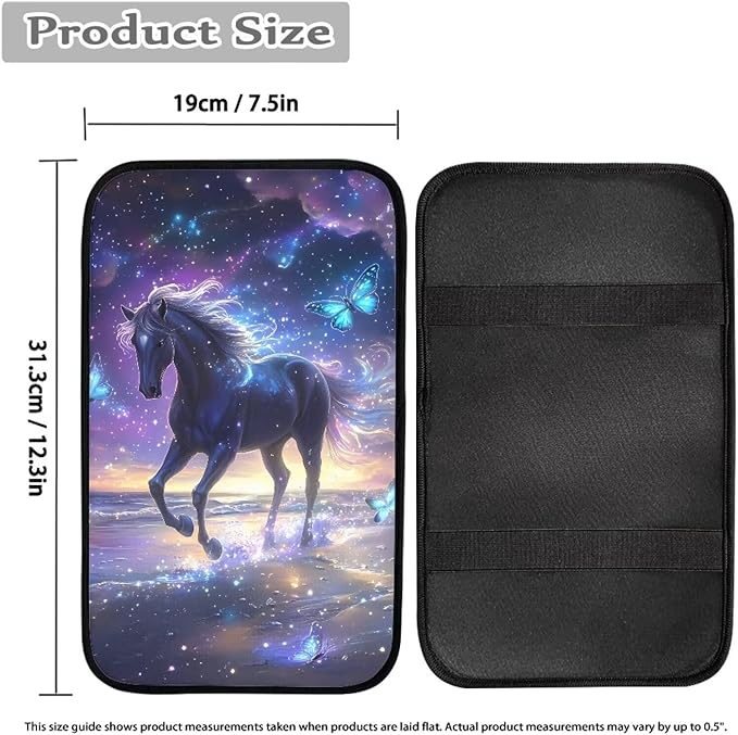 Butterfly Horse Vehicle Armrest Covers Car Center Console Cushion Pad Middle Storage Organizer Pad Universal Style Car Interior Thanksgiving Decor