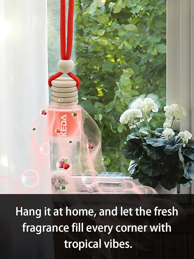 Ikeda Car Air Freshener: Hanging Car Smell Air Freshener | 10ml Hanging Car Perfume | Long Lasting Fragrance | Strong Scents Diffuser for Auto Home (Berry|Circular)