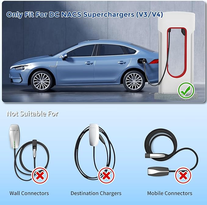 NACS to CCS1 Charging Adapter, 500A/1000V 250 kW DC Fast Charger Adapter Compatible with Tesla Superchargers Stations, Electric Vehicle Charging Adapter for Ford, Rivian, GM, Volvo, Polestar EVs