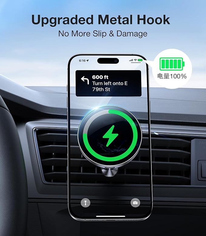 Coolpow for MagSafe Car Mount Charger【15W Top Charger】Magnetic Wireless Car Charger for iPhone Magsafe Car Charging【Strong Magnets】Magnetic Phone Holder Mount Charger for iPhone 17 Pro Max 16 15 14 13