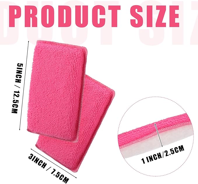 Mudder 12 Pcs Car Interior Scrubbing Sponge 5'' x 3'' Fiber Car Wax Applicator pad Household Cleaning Sponges for Leather Seat Couch Cleaning (Pink White)