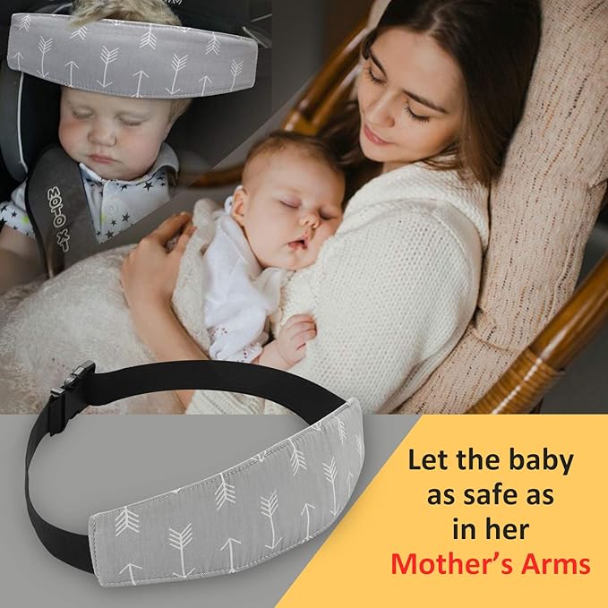 Baby Carseat Head Support,Car seat Straps Pillow Support Ban,Stroller Neck Relief Strap Headrest,Slumber Sling Sleep Positioner for Toddler Infants Child Children Kids(Gery)