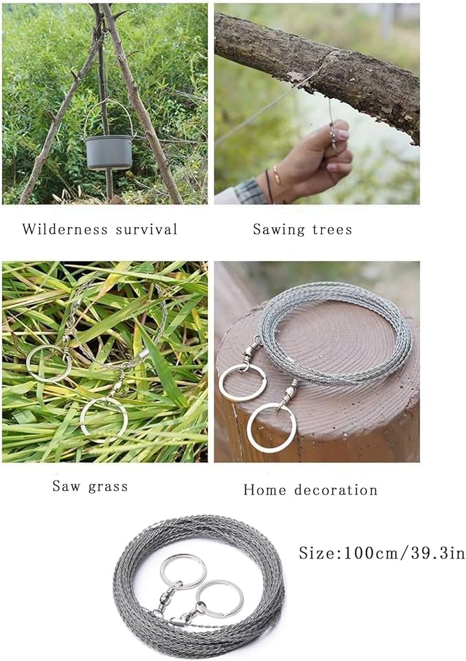 Outdoor Camping Tool kit-6-piece Set，2 Survival KitEmergency Thermal Blankets, Sleeping Bag, Paracord Bracelet, Wire Saw, Whistle for 2 Outdoor Survival Gear, Hiking, Camping, Car Emergency