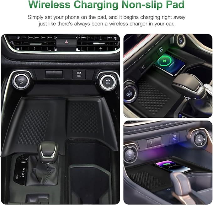 Upgraded Wireless Charger Mat, Compatible with Toyota Grand Highlander 2024-2026 Silicone Anti-Slip Charging Mat Secure Phone Placement & Wireless Power Hub
