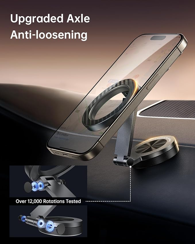 SYNCWIRE for MagSafe Car Mount 【360° Rotation】 Magnetic Phone Holder for Car, Adjustable Metal Arm, Car Magnet Phone Mount for Dashboard, Car Accessories Fit iPhone 17 16 15 14 13 Pro Max &All Phones