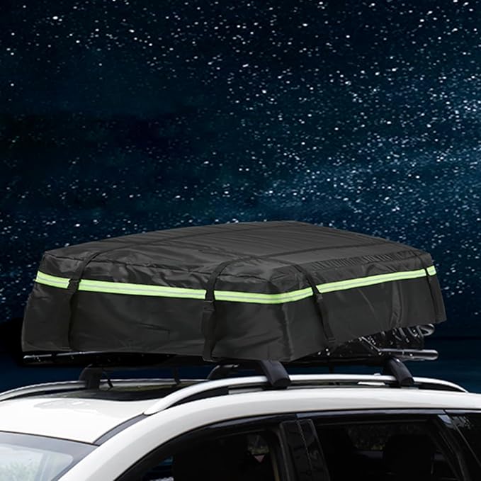 Car Roof Bag 425L/486L, Rooftop top Cargo Carrier Bag with Night Reflective Strip Universal Luggage Bag Storage Cube Bag for Travel Camping (L)