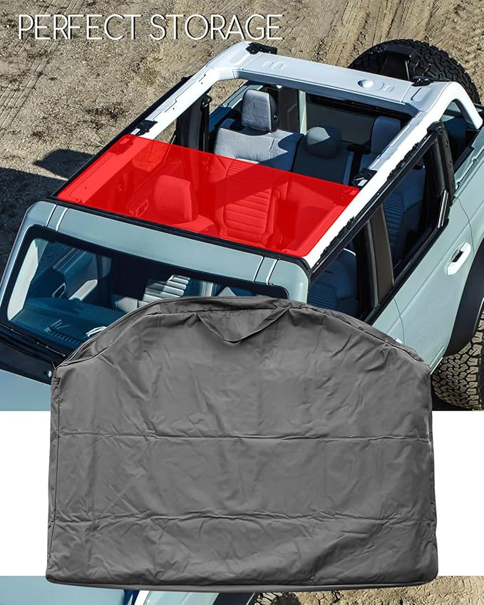 Upgraded Car Hard Top Storage Bag Fit for Ford Bronco 4 Door 2021 2022 2023, Roof Panel Over Rear Row Seat, Portable Panel Storage Bag, Top Panel Protector Bag with Handle