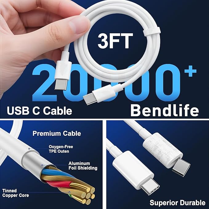 USB C iPad Fast Charger,2018-2026 iPad Charger Fast Charger Wall Block with 3FT USB C to C Cable Cord for iPad Pro M5/M4/13/12.9/11,iPad Air M4/M3/M2/4th/5th Gen,Mini 6th/A17 Pro,iPad 10/A16