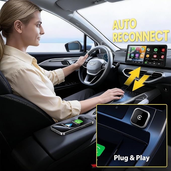 Sunweyer 2026 Latest Wireless CarPlay & Android Auto Dongle 2 in 1 Auto Connect Box,USB Type-C Port,Supports Online Updates Wired to Wireless Adapter (S40) (S42)