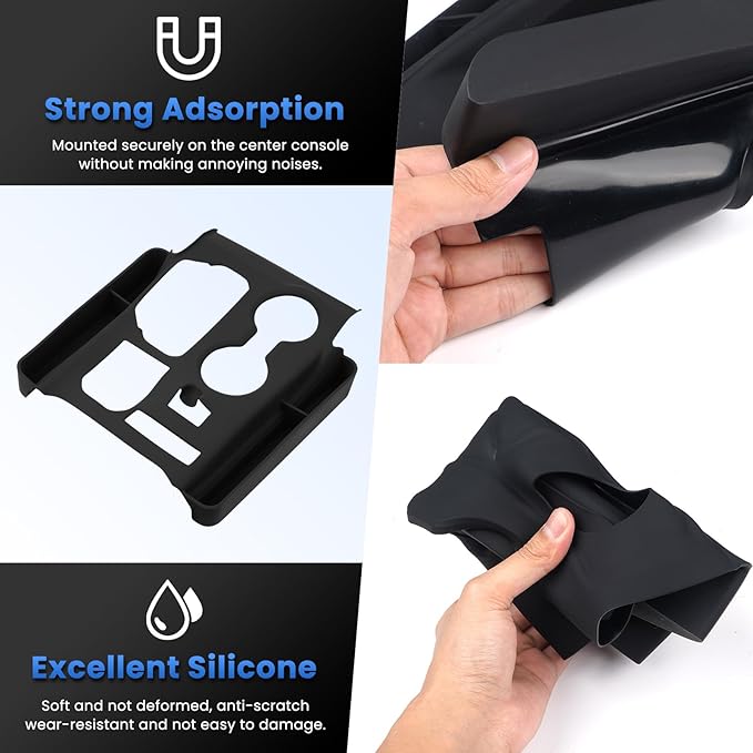 Autorder Silicone Center Console Organizer for 2020-2022 Toyota Highlander Accessories Seat Gap Storage Box Soft Gear Shift Panel Trim Cover