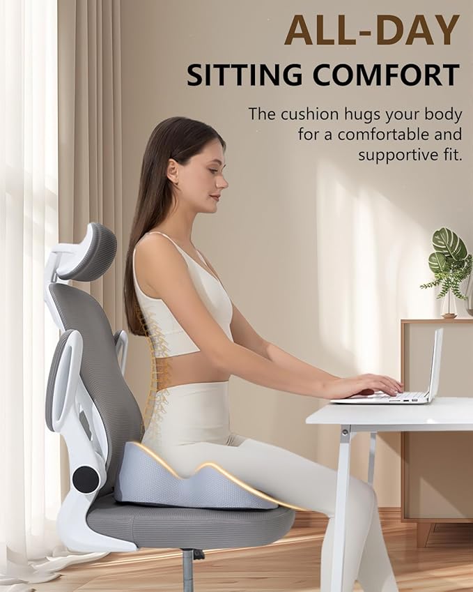 Seat Cushion for Office Chair,Butterfly Memory Foam Seat Cushion for Office,Dask,Car,Wheelchair, Tailbone Pain Relief Cushion for Long Sitting - Back, Sciatica, Coccyx,Hemorrhoids