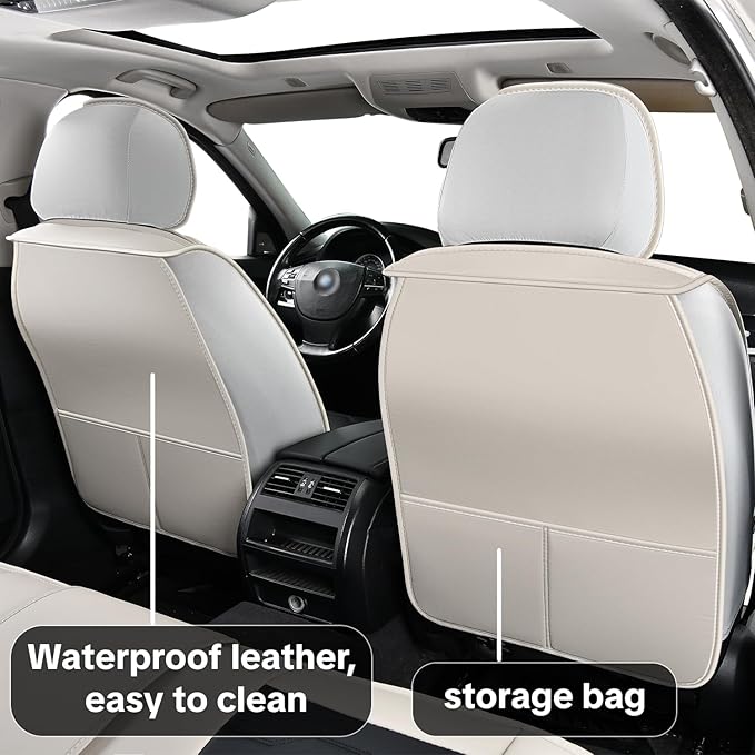 Car Seat Cover Set, Gray and Black Seat Covers, Automotive Interior Accessories, Waterproof Synthetic Leather, Protect and Upgrade Your Car Interior, Pet Car Seat Cushions, Fits Most Vehicles