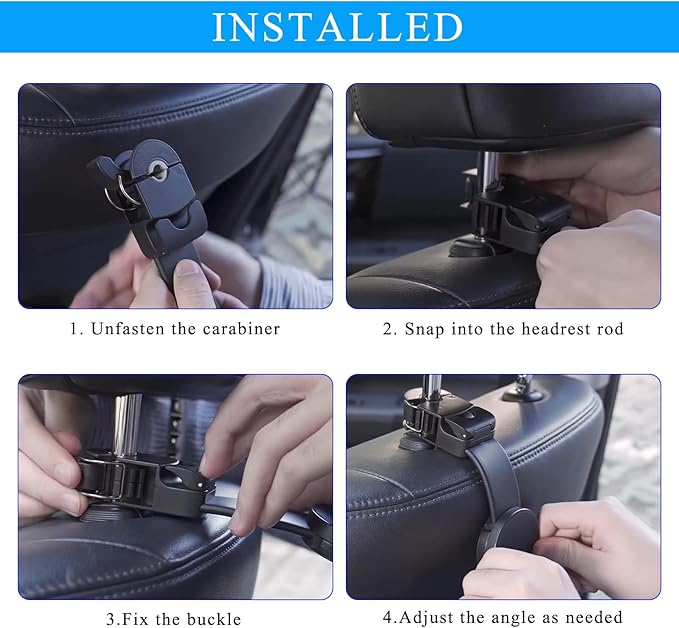 Car Seat Headrest Hook, 2 in 1 Auto Back Seat Hanger with Magnetic Phone Holder, Multifunctional Vehicel Backseat Orgnaizer Storage Hooks for Purse Grocery Bag Umbralle (Clamp)