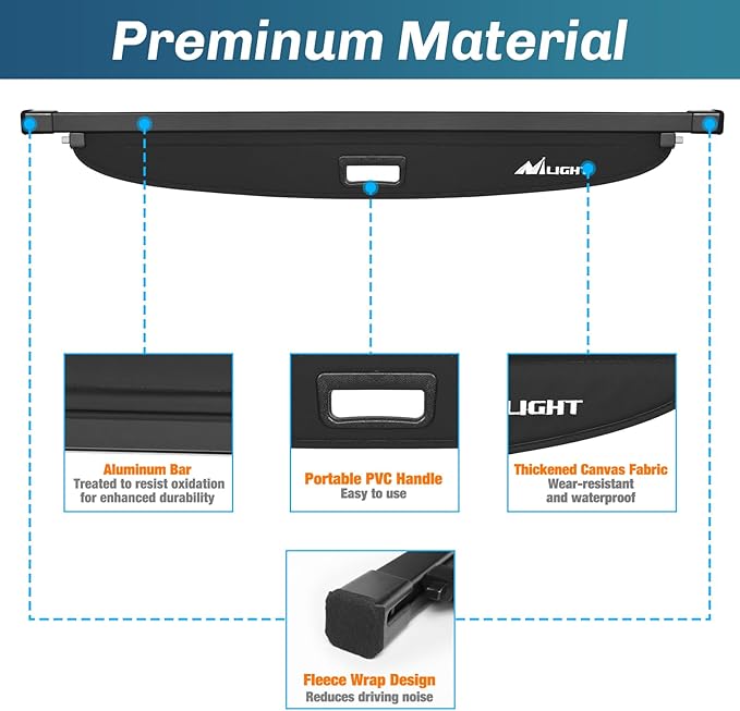 Nilight Trunk Cargo Cover for Subaru Crosstrek Impreza 2023 2024 2025, Retractable Security Shade Rear Cargo Cover, with Trunk Storage Net, 1-Pack