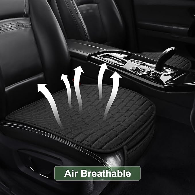 VarCozy Linen Car Seat Covers, Bottom Breathable Seat Covers for Cars for All Seasons with Non-Slip Protector, Universal Seat Covers for Cars, SUVs, Trucks