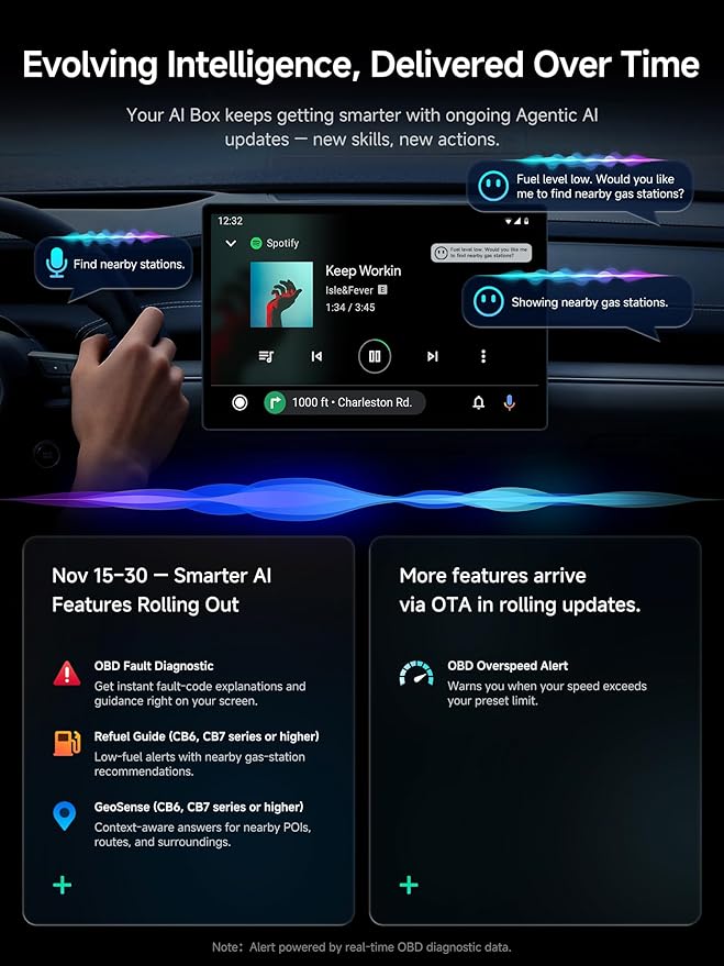 Magic AI Box, Wireless CarPlay/Android Auto Adapter, Car Video Box Supports for Netflix/YouTube/TikTok/TF Card, DriveChat AI Smart Box with GPS/Dual Bluetooth