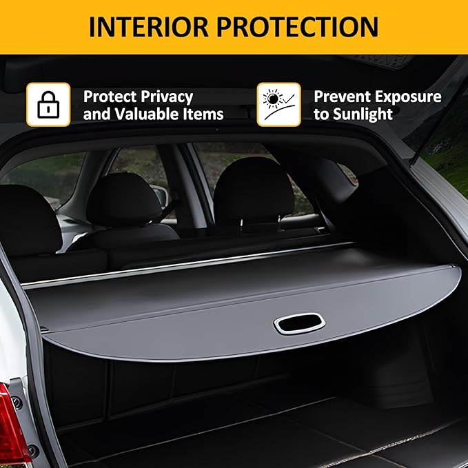 Falafa Trunk Cargo Cover for Toyota 4Runner 2010-2024, Retractable Cargo Cover with Carbon Fiber Texture Ends, Trunk Shade Shield Rear Security Cover for 4Runner Accessories