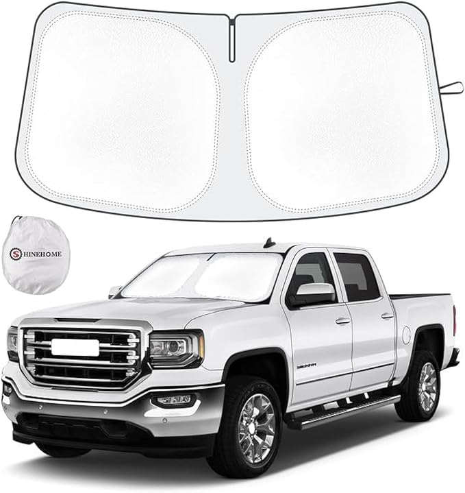 Car Sun Shade for 2019-2024 2025 2026 Chevy Silverado 1500 Windshield Sun Shade, Sun Visor Windshield Screen Cover for GMC Sierra Front Window Sunshade Foldable Auto Interior Accessories