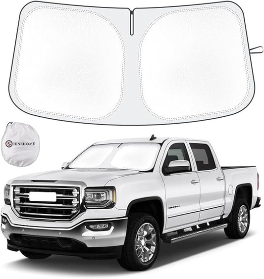 Car Sun Shade for 2019-2024 2025 2026 Chevy Silverado 1500 Windshield Sun Shade, Sun Visor Windshield Screen Cover for GMC Sierra Front Window Sunshade Foldable Auto Interior Accessories