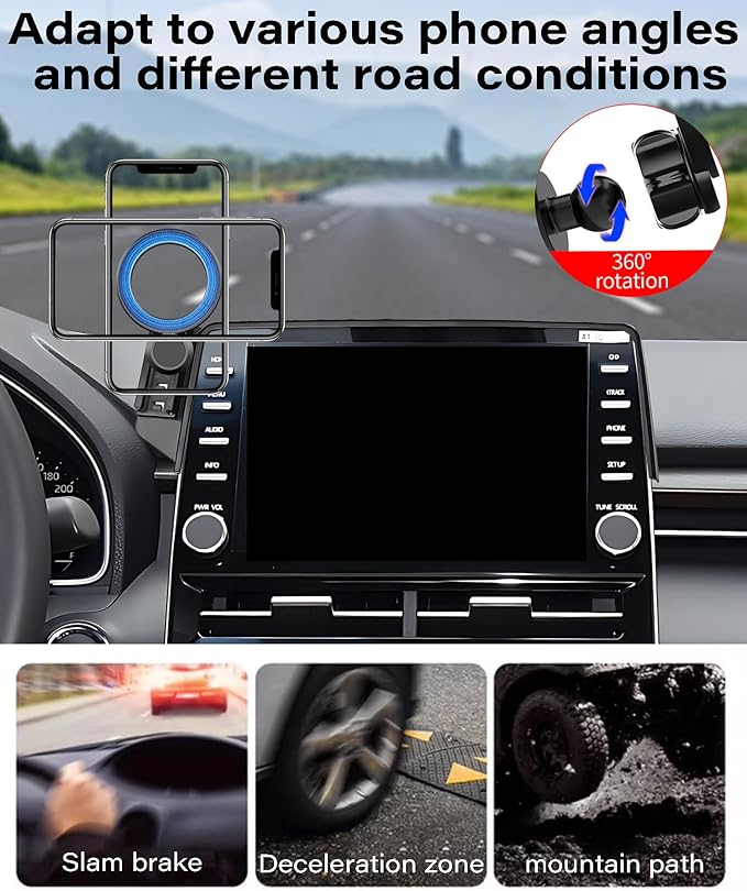 Magnetic Car Phone Mount for Toyota Avalon 2019 2020 2021 2022 Accessories, for MagSafe Strong Magnets Cell Phone Holder 9-Inch Screen Cradles, with Portable Phone Gripper 360° Rotation