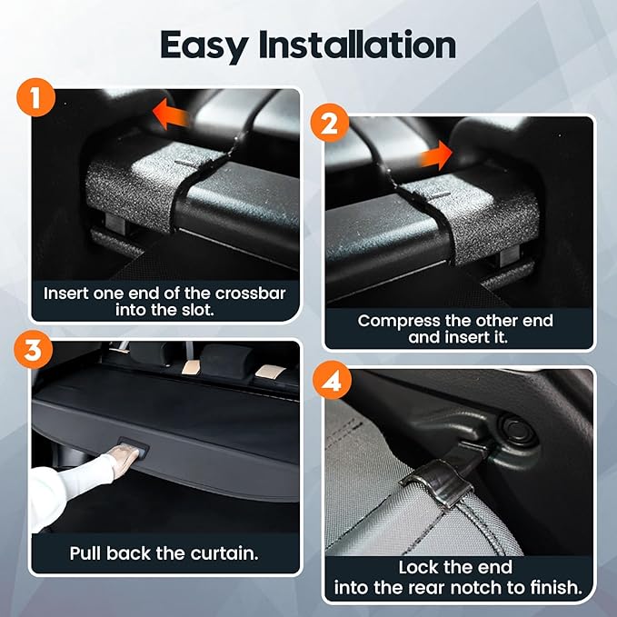Powerty Retractable Cargo Cover for 2021-2023 Chevy Tahoe/Suburban/Cadillac Escalade ESV Luxury 3.0L/Cadillac Escalade ESV Luxury 6.2L/GMC Yukon/Yukon XL Accessories, Canvas Texture Rear Trunk Cover