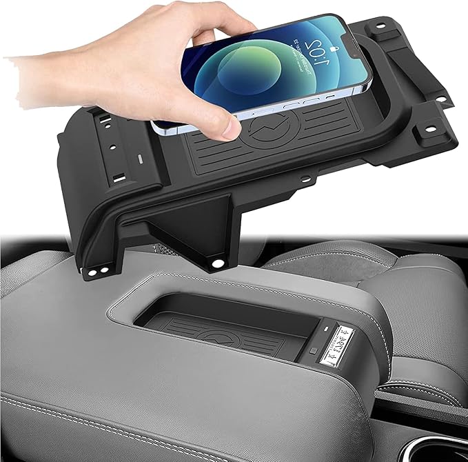 Wireless Car Charger Compatible with Toyota Tundra 2014 2015 2016 2017 2018 2019 2020 2021, Center Console Accessory Panel, 15W Qi Fast Charging
