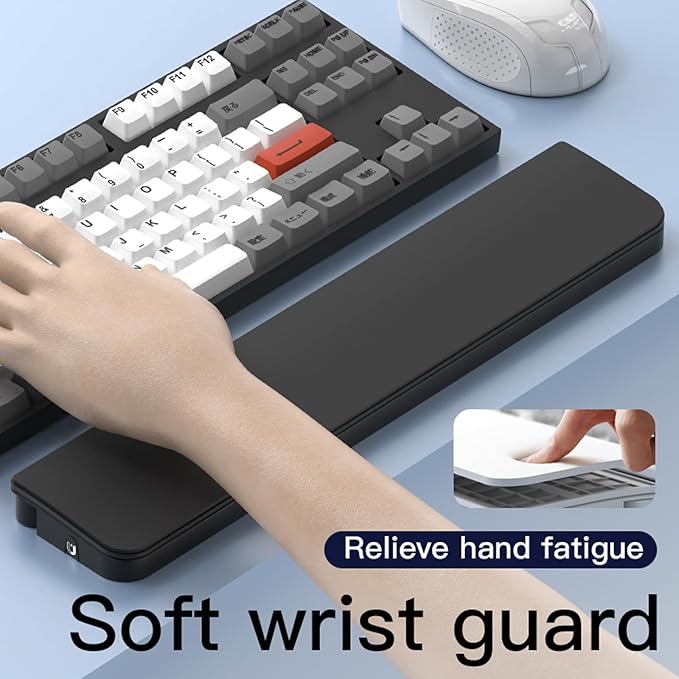 Ergonomic Keyboard Wrist Rest Cleaning Kit, 22 in 1 Cleaning Kits Wrist Rest for Keyboard, Non-Slip Springy Sponge Keyboard Rest Pad with Deep Cleaning Cleaning Tools for Earbuds, Lens, Charging Port