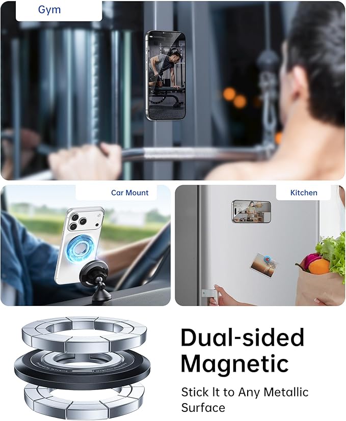 SYNCWIRE for MagSafe Phone Grip, 360° Rotation Magnetic Cell Phone Grip Magnetic Ring Holder Kickstand Mag Safe Ring Stand Compatible with iPhone 17 16 15 14 13 12 Pro Max MagSafe Accessories Android