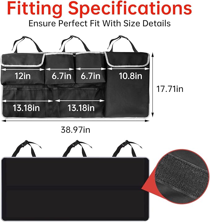 Zekrom Car Trunk Organizer, Car Back Seat Trunk Organizer, Car Trunk Hanging Bag Organizer Storage Backseat for Jeep 2000-2024 Accessories