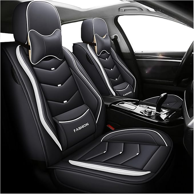 Car Seat Covers Full Set,Automotive seat Covers for Cars,Waterproof Leather seat Covers with Fixed Lumbar Support,Universal Fit for Most Cars,SUV,Trucks and Sedans