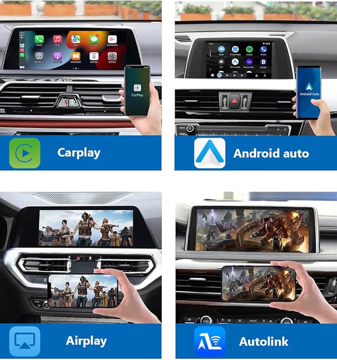 Carplay Android Auto Adapter for BMW NBT System Wireless Carplay Retrofit Decoder with 1 2 3 4 5 6 7 X1 X3 X4 X5 X6 Series Support Airplay Mirror Link, GPS/Navigation, Reverse Camera