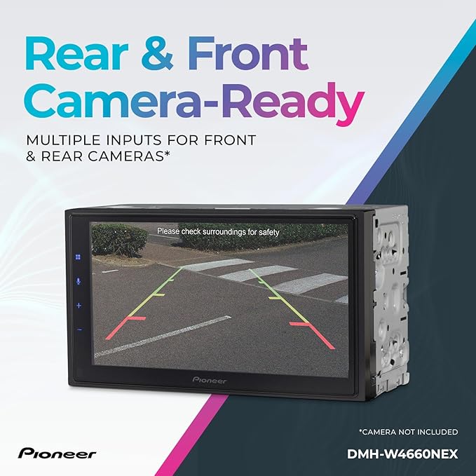 Pioneer DMH-W4660NEX 6.8" Capacitive Touchscreen, Double Din – Wireless & Wired Apple CarPlay & Android Auto, Amazon Alexa Built-in, Bluetooth, HD Radio, Backup Camera, FLAC, Hi-Volt RCA
