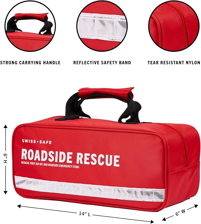 Swiss Safe 2-in-1 First Aid Kit for Car, Travel & Home, Businesses - Bonus Mini Kit for Medical Emergency Aid, Survival, Camping - 233 Piece, Car FAK