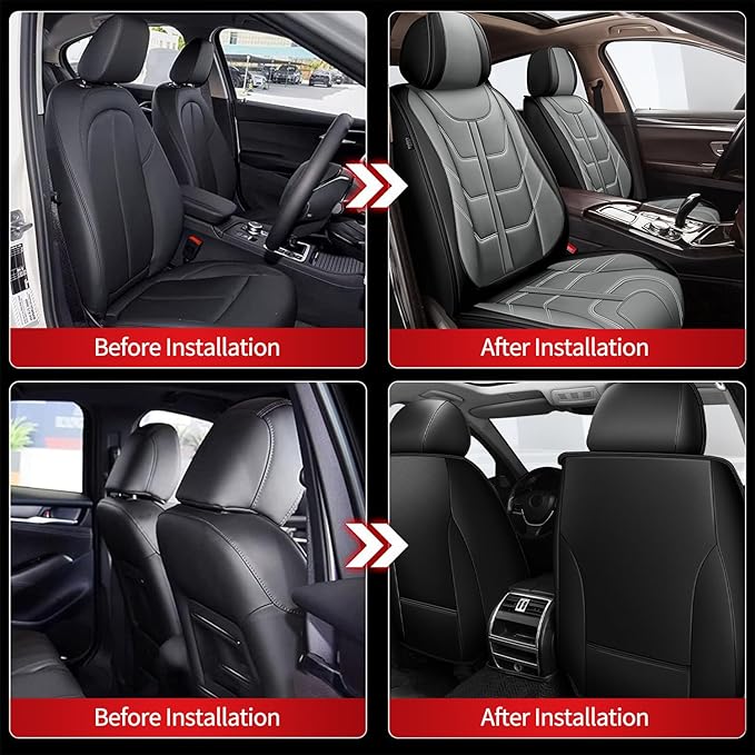 TTX LIGHTING Car Seat Covers fit for Jeep Renegade 2015-2023 Front Seat: Premium Leather Automotive Seat Cover with Airbag Compatible Waterproof (2 Seats, Black & Gray)