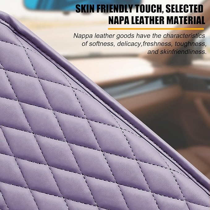 Mandark Car Center Console Cover, Microfiber Leather Vehicle Armrest Protector Cushion with 2 Storage Bags, Auto Interior Arm Rest Seat Box Pad Accessories, Universal for SUV, Sedan, Truck (Purple)