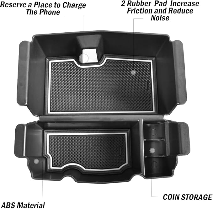 TACOBRO Center Console Organizer Compatible with Jeep Wrangler JL & JLU 2018 2019-2024 2025 2026 Accessories, Gladiator JT Truck 2020 2021 2022 2023-2026 Insert Tray Armrest Storage Box, White