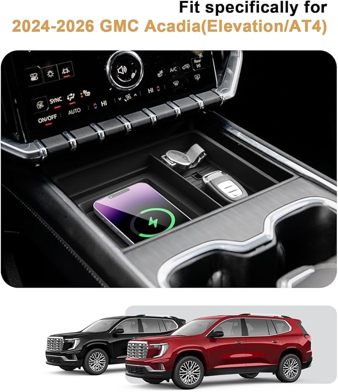 ECOZEN 2026 Acadia Center Console Organizer - For 2024-2026 GMC Acadia Under Screen Organizer Storage Tray - Compatible with 2024-2026 GMC Acadia(Elevation/AT4) Accessories ABS - Not Fit Denali Trim