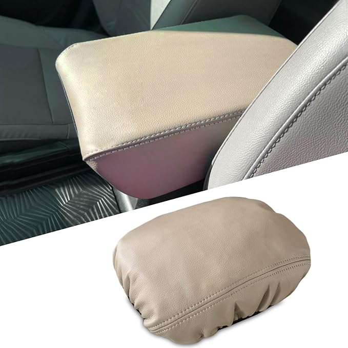 for Honda CRV 2017-2022 Center Console Cover - Vegan Leather Extra Soft Armrest Cover for Honda CR-V Interior Accessories 2017 2018 2019 2020 2021 2022（Beige）