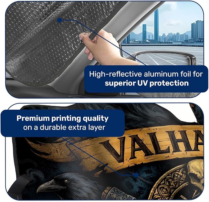 GENANY Bass Fishing Windshield Sun Shade for Car SUV Truck (55x30 Inches), Front Window Visor for Windows, Protector Blocks UV
