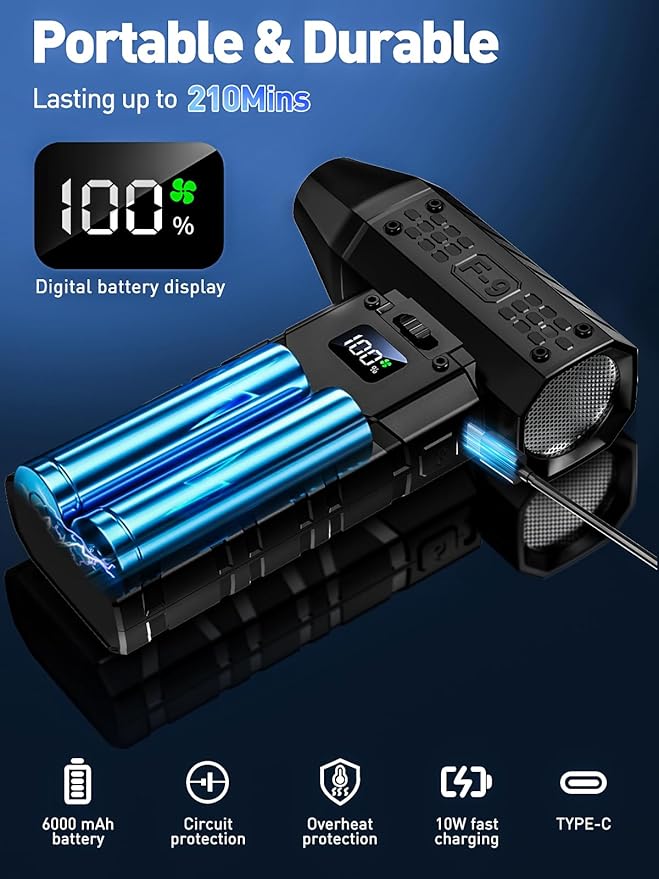 Compressed Air Duster 130000RPM Electric Duster with LED Light, 100 Gear Adjustable Rechargeable Cordless Air Blower Cleaning Tool for Keyboard,Electronic Devices,Car (Black)