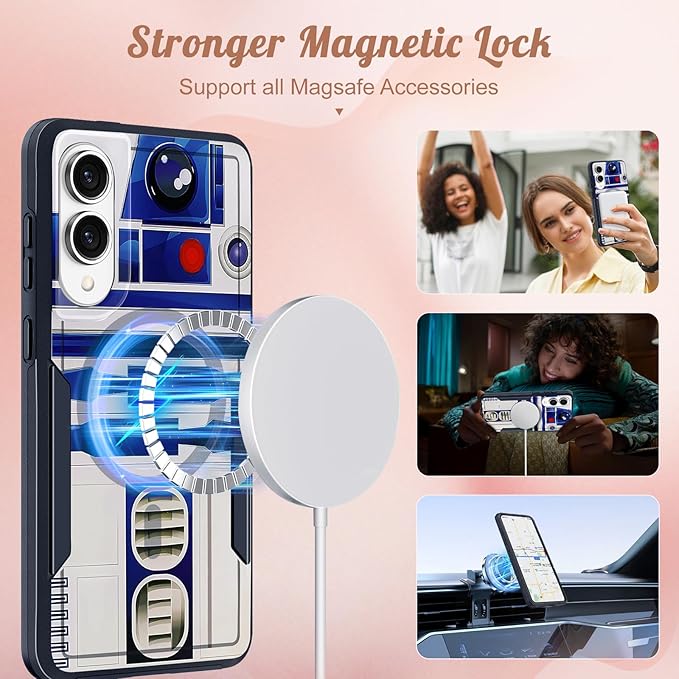 for Samsung Galaxy S25 Edge Case - Compatible with MagSafe Women Girls Boys Cute Magnetic Protective Phone Cover Cool Blue Unique Heavy Duty Shockproof Design for Samsung S25 Edge Case