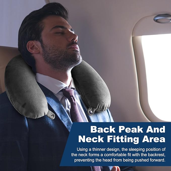 Travel Pillow 100% Pure Comfortable U Shape Memory Foam Pillows Neck and Head Support Portable Travel Neck Pillow Suitable for Planes Airplane for Traveling,Train,Self-Drivingng Car,(Grey)