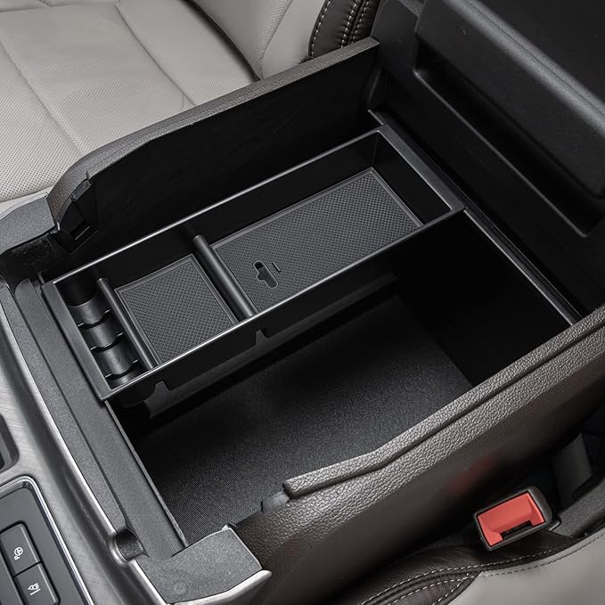 PIMCAR Center Console Organizer for Ford F150 2021 2022 2023, F150 Lightning 2022 2023 Armrest Storage Box Accessories ABS Plastic (Work Great with The Factory Tray)-One Tray
