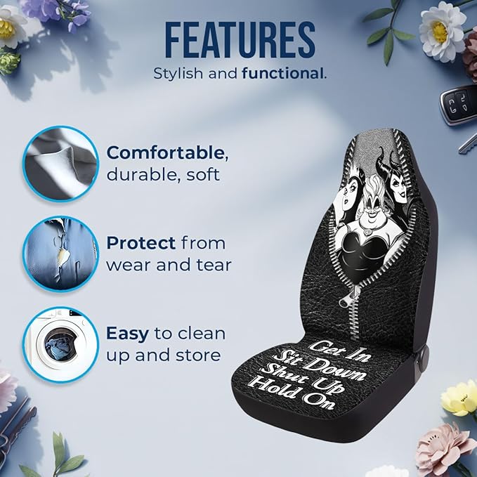 GENANY Bad Witches Car Seat Covers Set of 2, Breathable Front Seat Covers for Truck Sedan SUV, Movie Themed Car Accessories, Witchy Gift for Women Men