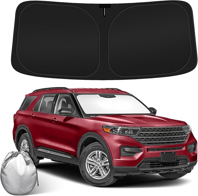 Car Windshield Sun Shade Compatible with 2020 2021 2022 2023 2024 2025 2026 Ford Explorer Accessories Sunshade Custom for Explorer SUV ST XLT, Limited, Platinum Windshield Cover Sun Visor