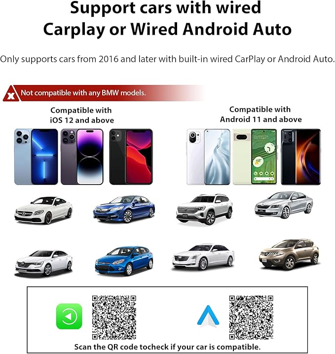 Sunweyer S40 Super Mini CarPlay Adapter Wireless Android Car Kit - for Vehicles with Factory Wired CarPlay, Auto Connect Wireless Adapter